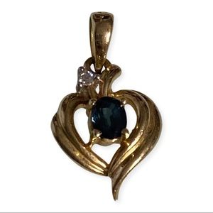 14 Kt gold  sapphire and diamond pendant